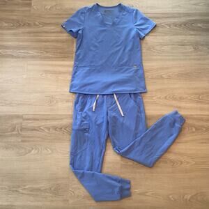 FIGS Ceil Blue Scrub Set Casma Top Zamora Jogger Pants Uniform Women's size XS
